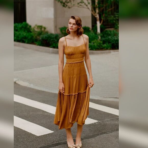 Anthropologie - Ruched Slip Dress Size 10 - Picture 4 of 7